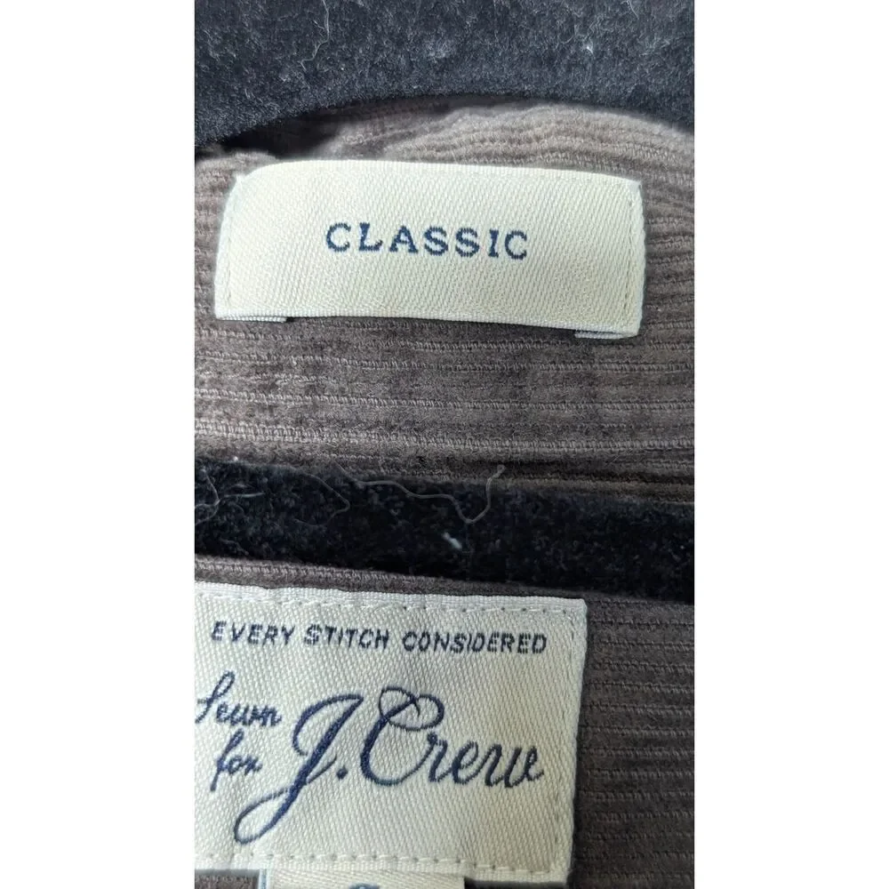 J.Crew Garment Dyed Corduroy Workshirt Brown Cotton Button Front Classic Small